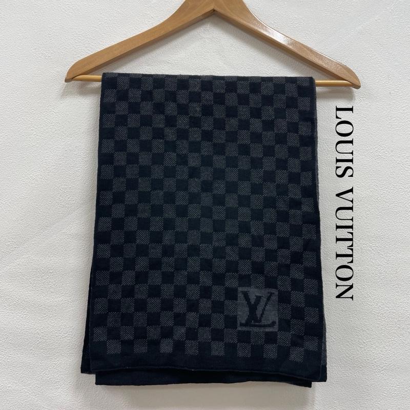 ルイヴィトン LOUIS VUITTON マフラー マフラー ダミエ グラフィット マフラー ウール イタリア製 LV ロゴ - ロゴ、文字 X チェック 黒 / ブラック / black X 灰 / グレー / gray メンズ USED 古着 中古 50151092