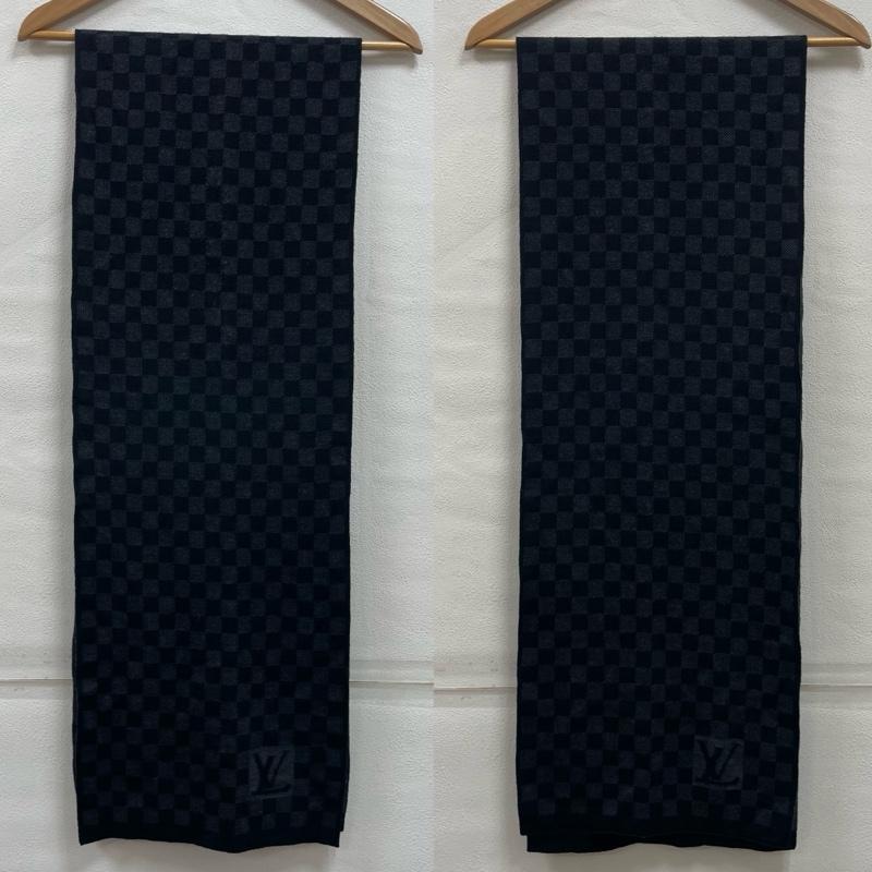 ルイヴィトン LOUIS VUITTON マフラー マフラー ダミエ グラフィット マフラー ウール イタリア製 LV ロゴ - ロゴ、文字 X チェック 黒 / ブラック / black X 灰 / グレー / gray メンズ USED 古着 中古 50151092