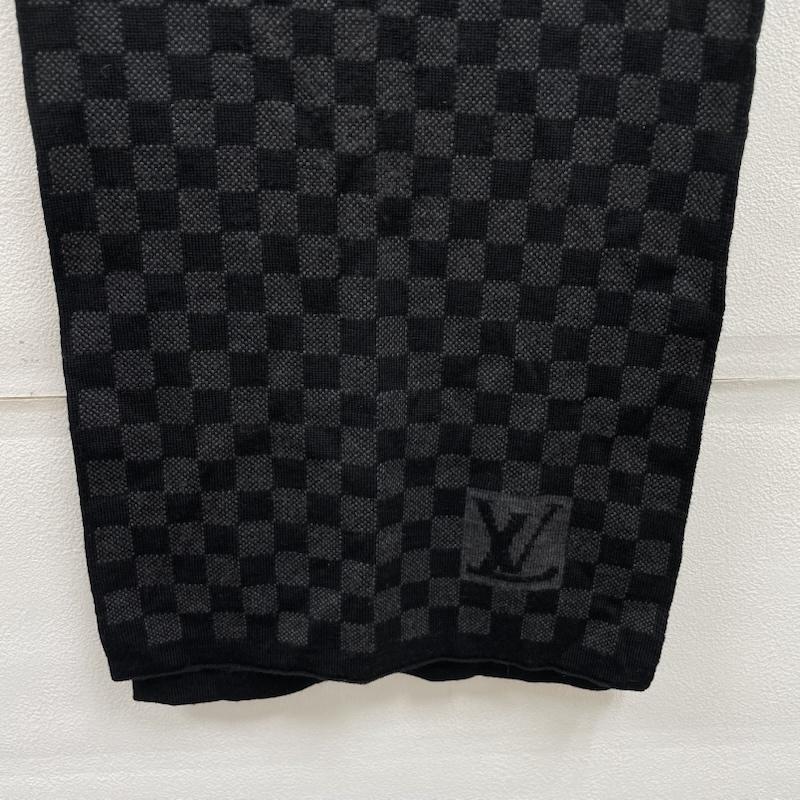 ルイヴィトン LOUIS VUITTON マフラー マフラー ダミエ グラフィット マフラー ウール イタリア製 LV ロゴ - ロゴ、文字 X チェック 黒 / ブラック / black X 灰 / グレー / gray メンズ USED 古着 中古 50151092