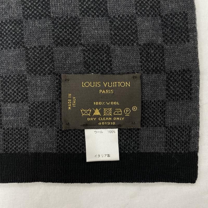 ルイヴィトン LOUIS VUITTON マフラー マフラー ダミエ グラフィット マフラー ウール イタリア製 LV ロゴ - ロゴ、文字 X チェック 黒 / ブラック / black X 灰 / グレー / gray メンズ USED 古着 中古 50151092