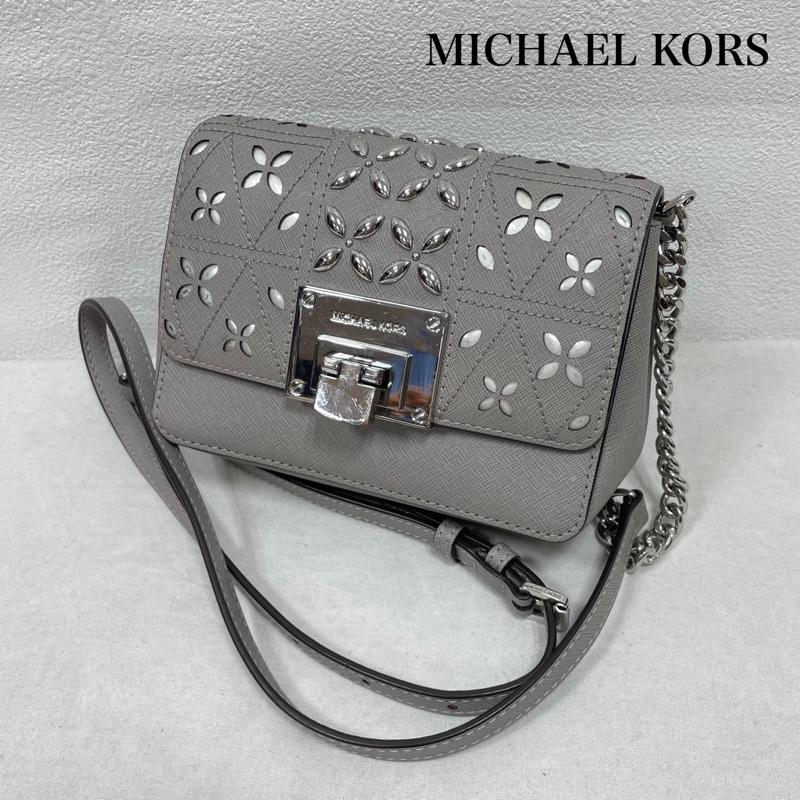 マイケルコース MICHAEL KORS ショルダーバッグ ショルダーバッグ カットアウト デザイン ショルダー バッグ チェーン レザー ロゴ スタッズ - 灰 / グレー / gray レディース USED 古着 中古 50151107