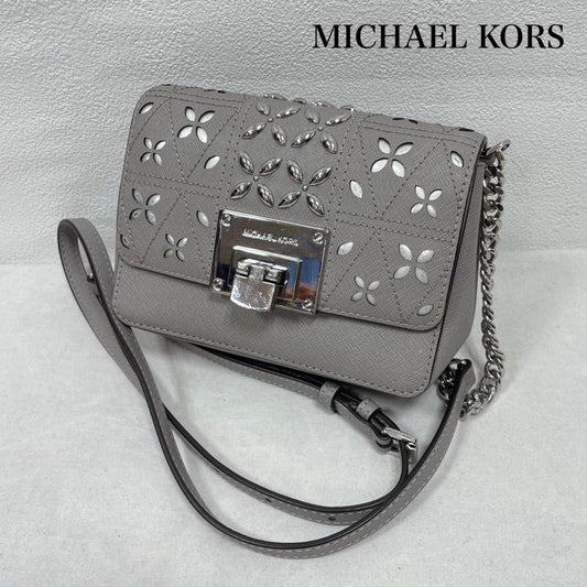 マイケルコース MICHAEL KORS ショルダーバッグ ショルダーバッグ カットアウト デザイン ショルダー バッグ チェーン レザー ロゴ スタッズ - 灰 / グレー / gray レディース USED 古着 中古 50151107