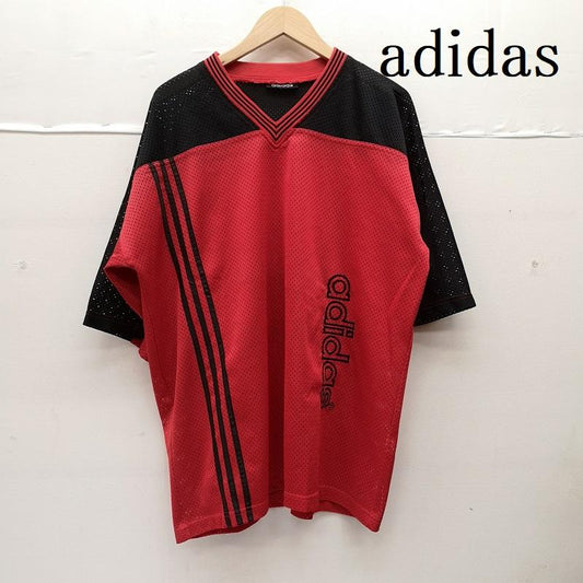 アディダス adidas Tシャツ 半袖 90s メッシュ ゲーム シャツ 黒 / ブラック / black X 赤 / レッド / red メンズ USED 古着 中古 50151115