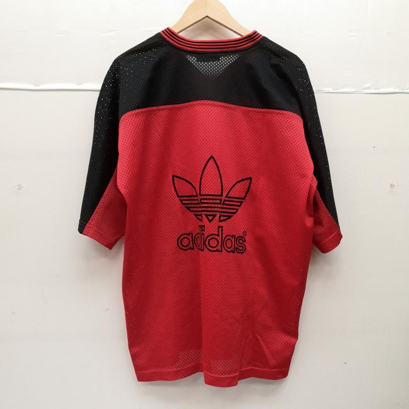 アディダス adidas Tシャツ 半袖 90s メッシュ ゲーム シャツ 黒 / ブラック / black X 赤 / レッド / red メンズ USED 古着 中古 50151115