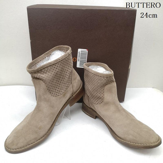 ブッテロ BUTTERO ブーツ 一般 パンチング スエード ブーツ 38 24.0cm ベージュ / ベージュ / beige レディース USED 古着 中古 50151168