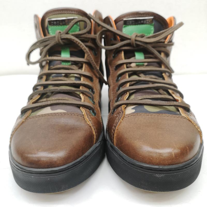 ディースクエアード DSQUARED2 スニーカー スニーカー 迷彩 カモフラ ハイカット スニーカー 25.5cm 茶 / ブラウン / brown X オリーブグリーン / オリーブグリーン / メンズ USED 古着 中古 50151203