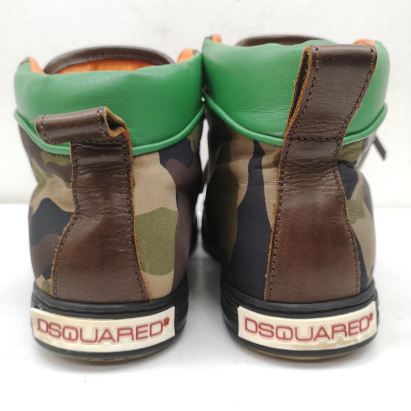 ディースクエアード DSQUARED2 スニーカー スニーカー 迷彩 カモフラ ハイカット スニーカー 25.5cm 茶 / ブラウン / brown X オリーブグリーン / オリーブグリーン / メンズ USED 古着 中古 50151203