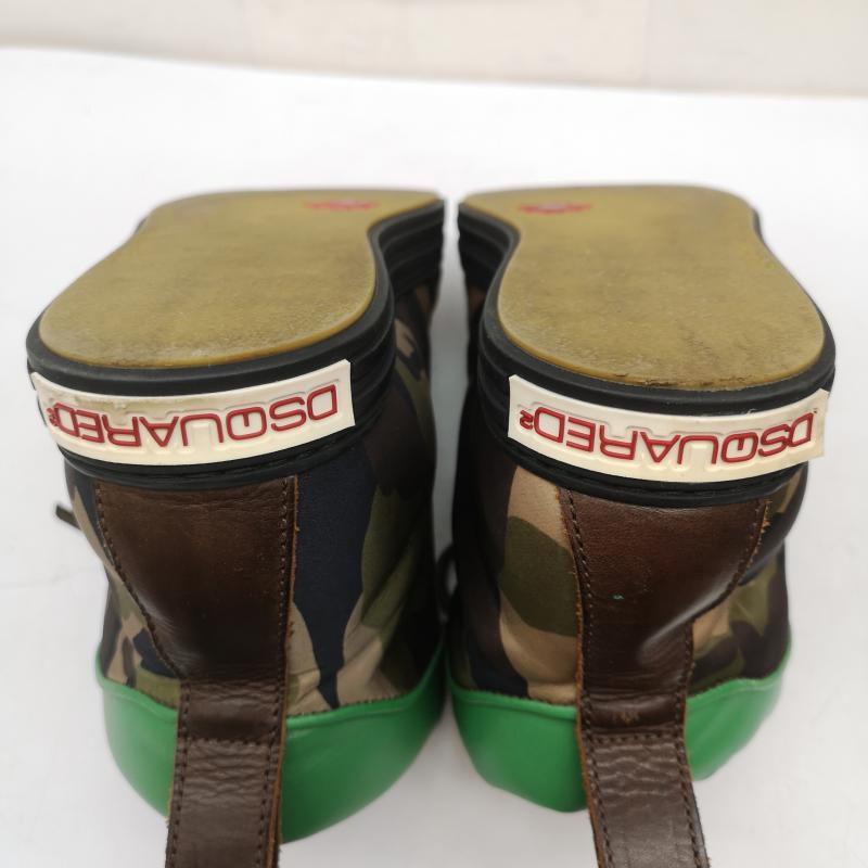 ディースクエアード DSQUARED2 スニーカー スニーカー 迷彩 カモフラ ハイカット スニーカー 25.5cm 茶 / ブラウン / brown X オリーブグリーン / オリーブグリーン / メンズ USED 古着 中古 50151203