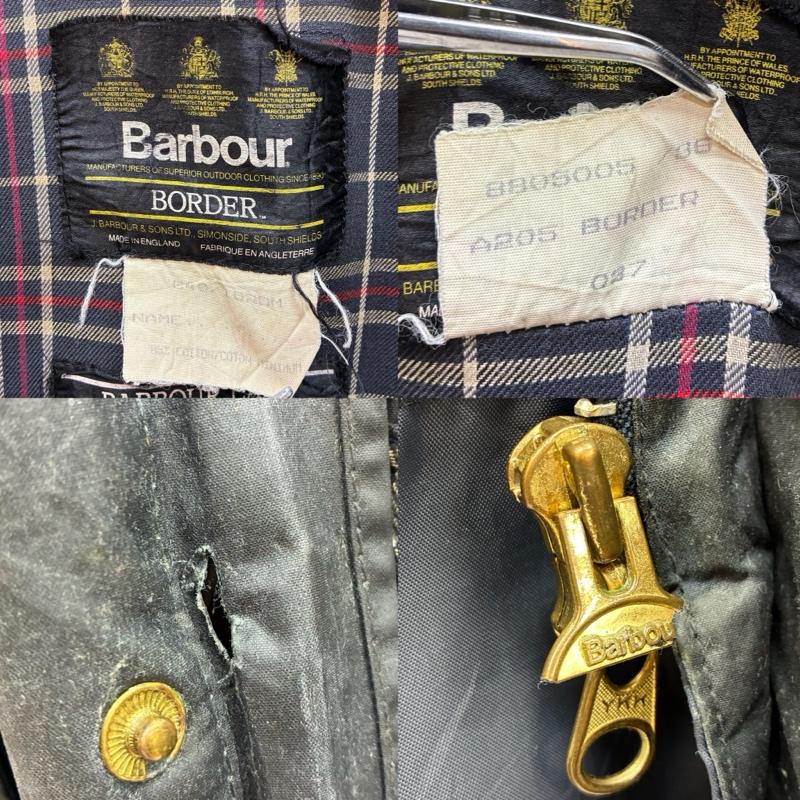 バーブァー Barbour ジャケット、上着 ジャンパー、ブルゾン 80s 3ワラント 88年製 A205 BORDER JACKET ワックス オイルドジャケット 36 チャコールグレー / チャコールグレー / メンズ USED 古着 中古 50151227