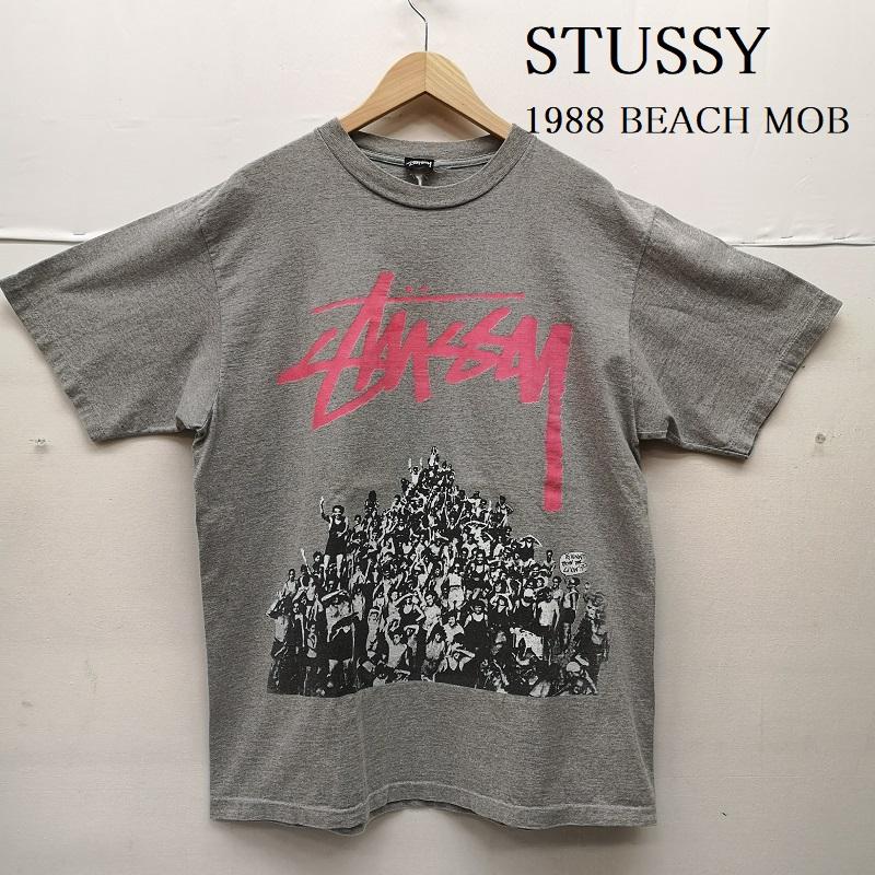 ステューシー STUSSY Tシャツ 半袖 80s 1988 BEACH MOB Tee ビーチ モブ Tシャツ 群衆 灰 / グレー / gray メンズ USED 古着 中古 50151281