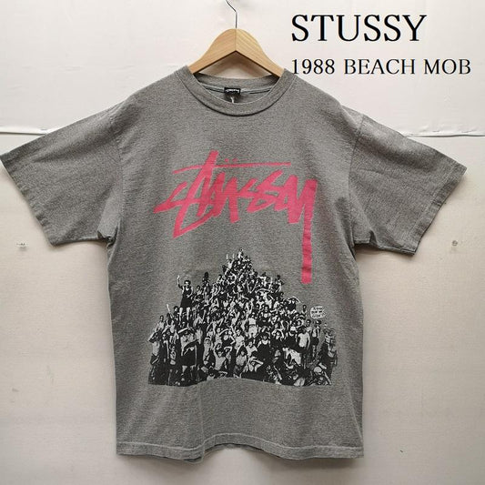 ステューシー STUSSY Tシャツ 半袖 80s 1988 BEACH MOB Tee ビーチ モブ Tシャツ 群衆 灰 / グレー / gray メンズ USED 古着 中古 50151281