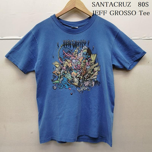 サンタクルーズ SANTA CRUZ Tシャツ 半袖 80s JEFF GROSSO Tee STEDMAN USA製 フロント プリント M 青 / ブルー / blue メンズ USED 古着 中古 50151282