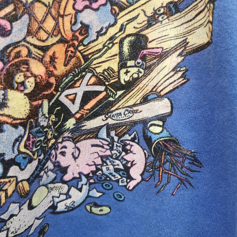 サンタクルーズ SANTA CRUZ Tシャツ 半袖 80s JEFF GROSSO Tee STEDMAN USA製 フロント プリント M 青 / ブルー / blue メンズ USED 古着 中古 50151282