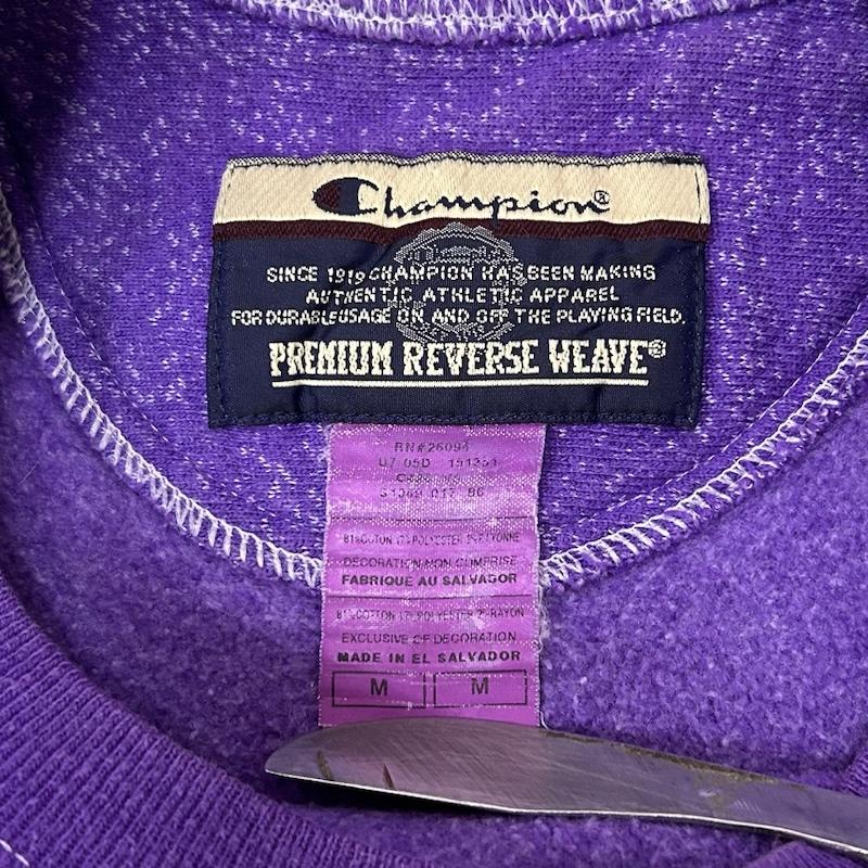チャンピオン Champion トレーナー 長袖 00s エルサルバドル製 PREMIUMREVERSEWEAVE プレミアムリバースウィーブ スウェット パープル Mサイズ M ロゴ、文字 X 刺繍 紫 / パープル / purple メンズ USED 古着 中古 50151294