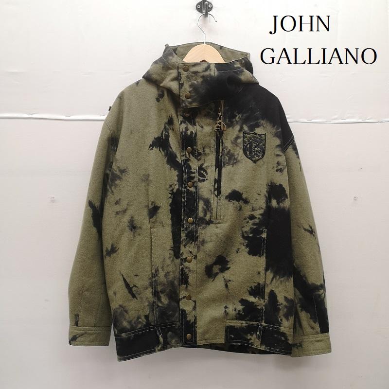 ジョンガリアーノ JOHN GALLIANO ジャケット、上着 ジャンパー、ブルゾン 00s 本人期 タイダイ 変形 ウール ジャケット COLOMBO 50 黒 / ブラック / black X オリーブグリーン / オリーブグリーン / メンズ USED 古着 中古 50151295