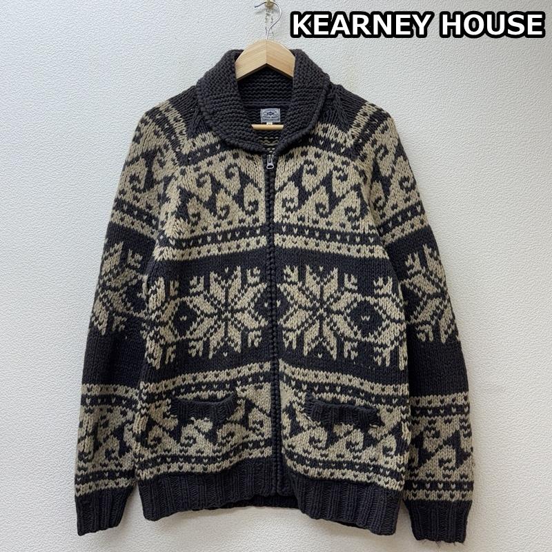 古着 USED ジャケット、上着 ジャンパー、ブルゾン Kearney House カーニーハウス スノー 雪柄 ジップアップ ショールカラー カウチン ニット ジャケット M 総柄 メンズ USED 古着 中古 50151316