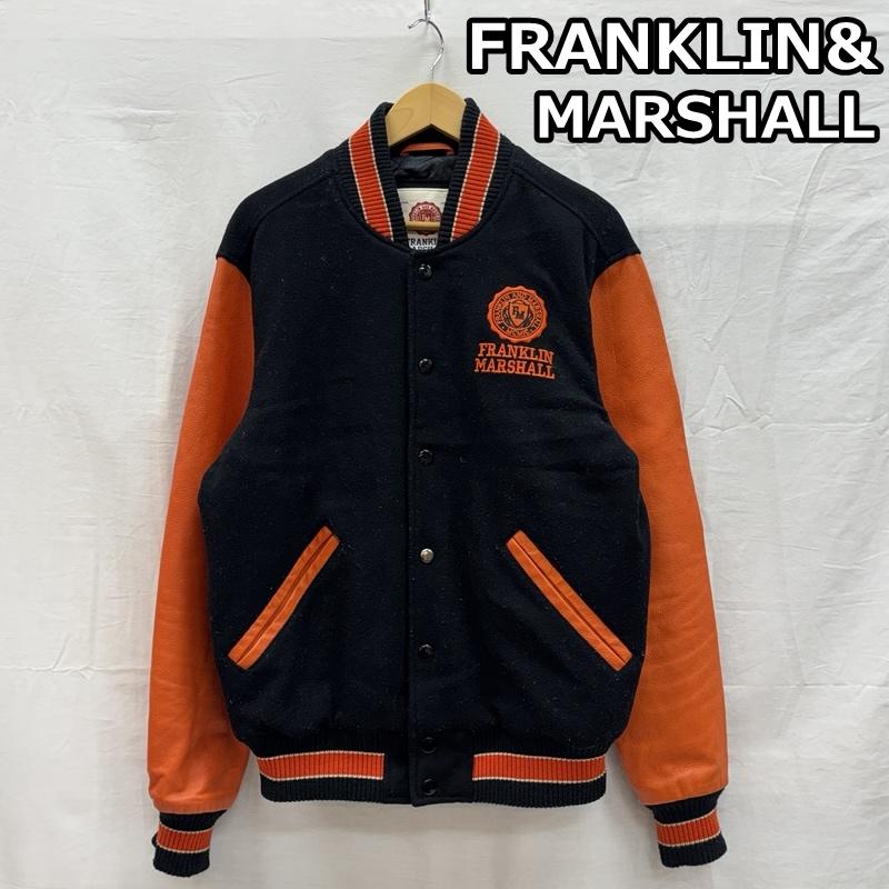 フランクリンマーシャル FRANKLIN&MARSHALL ジャケット、上着 ジャンパー、ブルゾン エンブレム ロゴ 刺繍 ウール レザー コンビ スタジャン バーシティ ジャケット M 黒 / ブラック / black X 橙 / オレンジ / orange メンズ USED 古着 中古 50151323