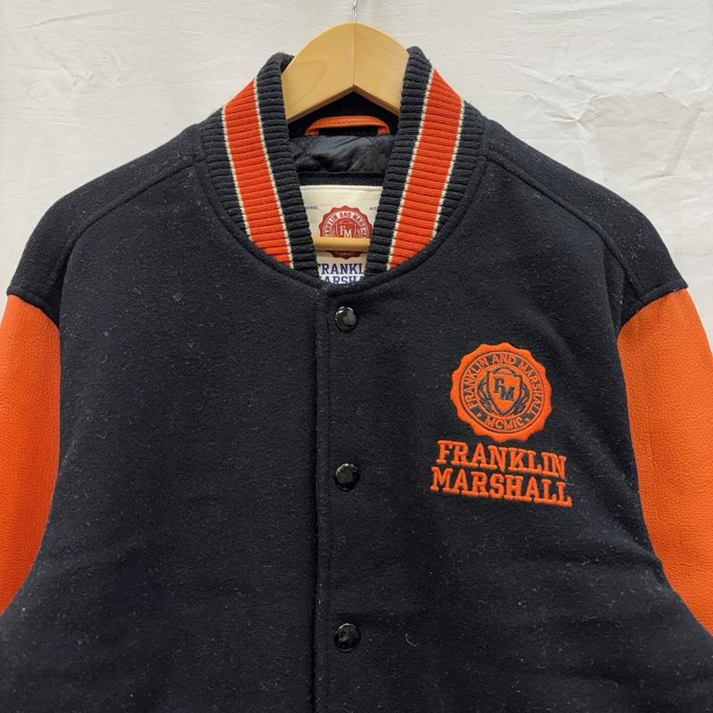 フランクリンマーシャル FRANKLIN&MARSHALL ジャケット、上着 ジャンパー、ブルゾン エンブレム ロゴ 刺繍 ウール レザー コンビ スタジャン バーシティ ジャケット M 黒 / ブラック / black X 橙 / オレンジ / orange メンズ USED 古着 中古 50151323
