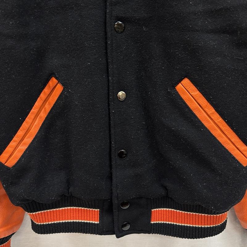 フランクリンマーシャル FRANKLIN&MARSHALL ジャケット、上着 ジャンパー、ブルゾン エンブレム ロゴ 刺繍 ウール レザー コンビ スタジャン バーシティ ジャケット M 黒 / ブラック / black X 橙 / オレンジ / orange メンズ USED 古着 中古 50151323