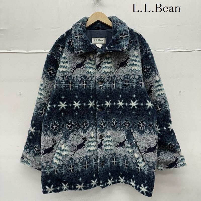 エルエルビーン L.L.Bean ジャケット、上着 ジャンパー、ブルゾン 80s USA製 ノルディック 総柄 ボア ジャケット 青 / ブルー / blue メンズ USED 古着 中古 50151340