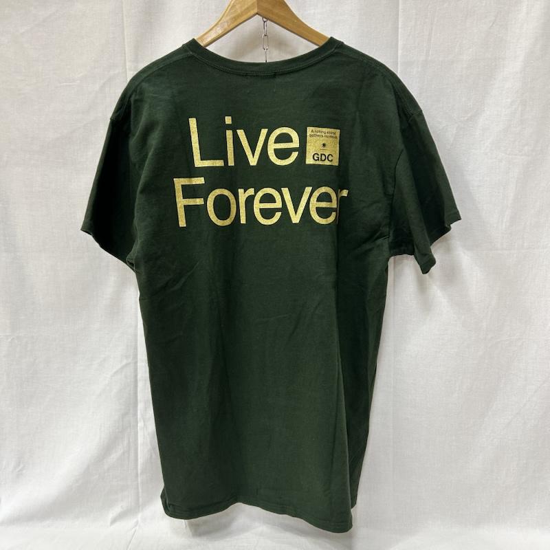 ジーディーシー GDC Tシャツ 半袖 kinski live forever ラメプリント半袖Tシャツ GD106 グリーン L ロゴ、文字 緑 / グリーン / green メンズ USED 古着 中古 50151360