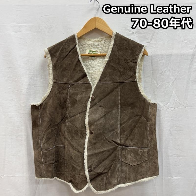 古着 USED ベスト ベスト Genuine Leather 70-80年代 ビンテージ メキシコ製 裏ボア スエードレザー ベスト リーフボタン 42 メンズ USED 古着 中古 50151361
