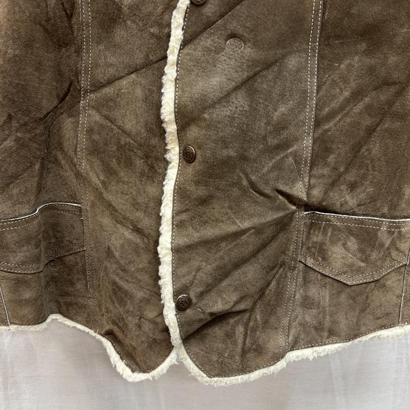 古着 USED ベスト ベスト Genuine Leather 70-80年代 ビンテージ メキシコ製 裏ボア スエードレザー ベスト リーフボタン 42 メンズ USED 古着 中古 50151361