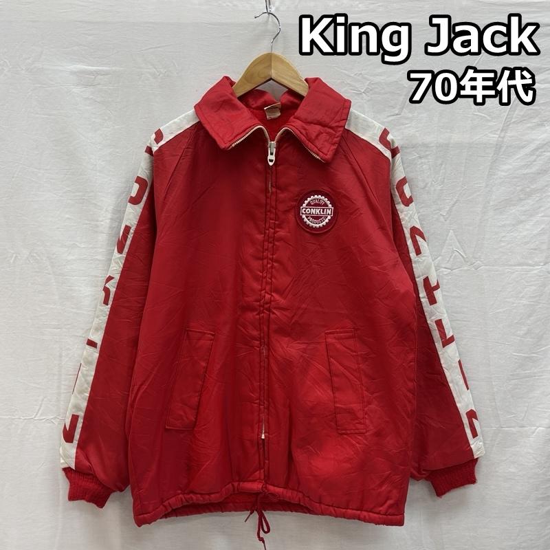 古着 USED ジャケット、上着 ジャンパー、ブルゾン King Jack 70年代 ビンテージ USA製 CONKLIN スリーブロゴ ナイロン コーチ ジャケット M 赤 / レッド / red メンズ USED 古着 中古 50151363