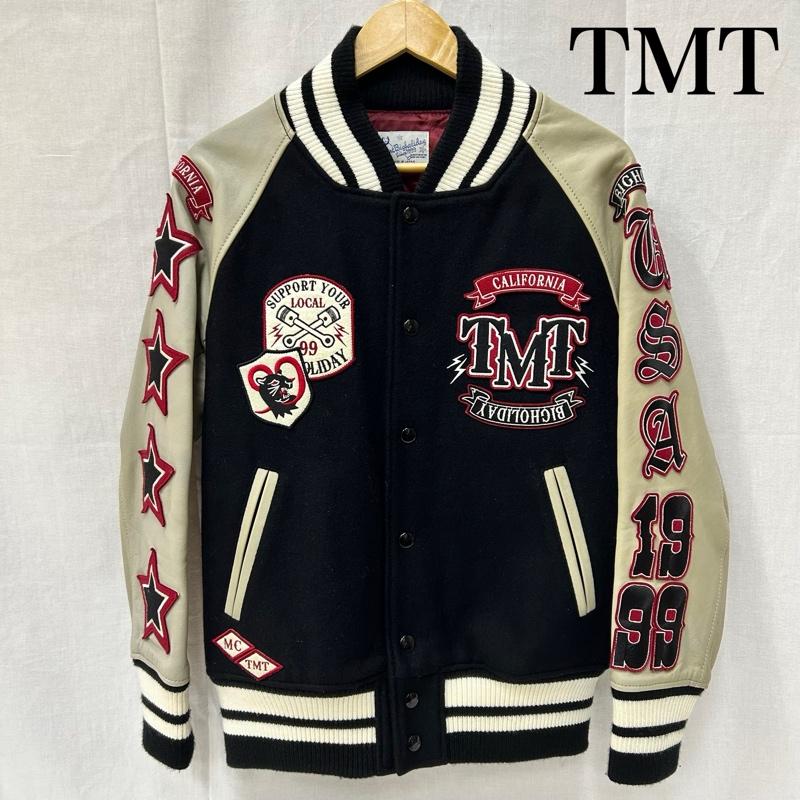 ティーエムティー TMT ジャケット、上着 ジャンパー、ブルゾン スタジャン スタジアムジャンパー ワッペン 袖レザー スター 1999 TJK-F10SP10 S ロゴ、文字 X 星 黒 / ブラック / black X ベージュ / ベージュ / beige X 赤 / レッド / red X 白 / ホワイト / white メンズ USED 古着 中古 50151366