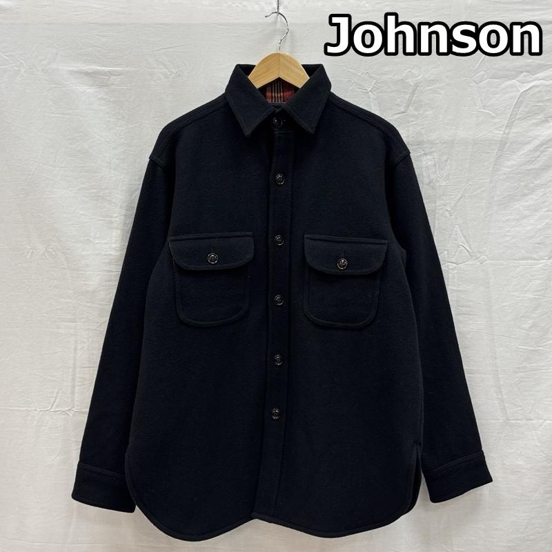 ジョンソン JOHNSON ジャケット、上着 ジャンパー、ブルゾン USA製 ハンドメイド ウール シャツ ジャケット フランネルライナー 裏地チェック 5F54 S 黒 / ブラック / black メンズ USED 古着 中古 50151373