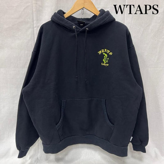 ダブルタップス WTAPS パーカー 長袖 ヘビプリント 長袖プルオーバーパーカー SNAKE ブラック 裏起毛 5 プリント 黒 / ブラック / black メンズ USED 古着 中古 50151374