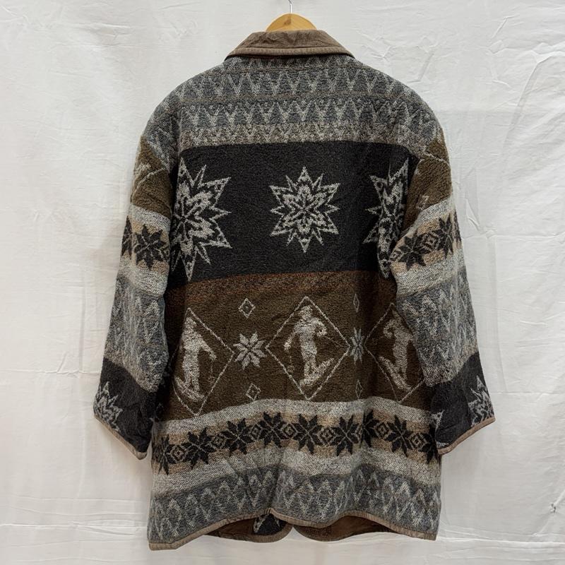 古着 USED コート コート一般 SEQUENCE シークエンス スノー 雪柄 ビッグサイズ ハーフコート ジャケット くるみボタン - 総柄 レディース USED 古着 中古 50151378