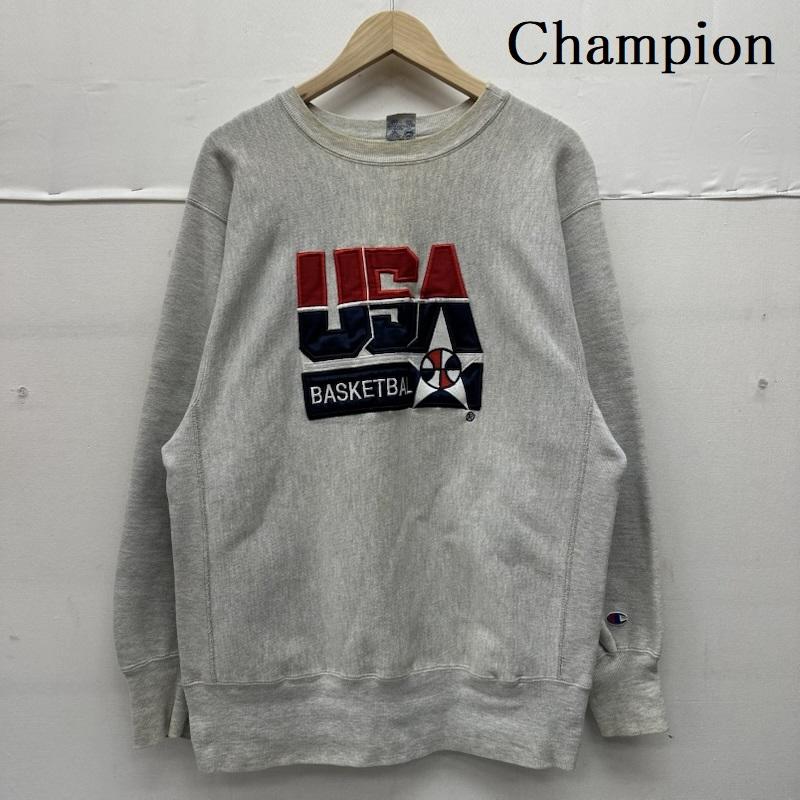 チャンピオン Champion トレーナー 長袖 90s ドリームチーム USA製 刺繍タグ BASKETBALL リバースウィーブ スウェット L 灰 / グレー / gray メンズ USED 古着 中古 50151385