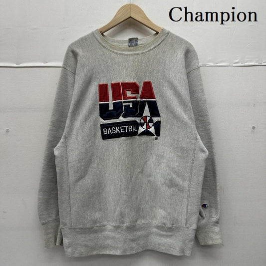 チャンピオン Champion トレーナー 長袖 90s ドリームチーム USA製 刺繍タグ BASKETBALL リバースウィーブ スウェット L 灰 / グレー / gray メンズ USED 古着 中古 50151385