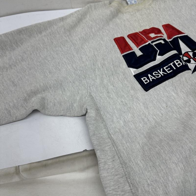 チャンピオン Champion トレーナー 長袖 90s ドリームチーム USA製 刺繍タグ BASKETBALL リバースウィーブ スウェット L 灰 / グレー / gray メンズ USED 古着 中古 50151385