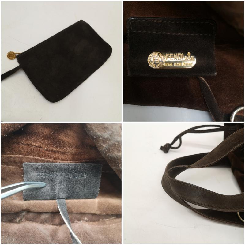 フェンディ FENDI トートバッグ トートバッグ スエード レザー ハンドバッグトートバッグ 編み込み ポーチ付き - 茶 / ブラウン / brown レディース USED 古着 中古 50151416