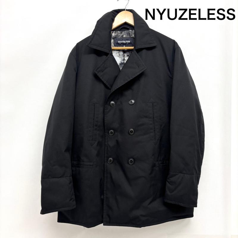 古着 USED コート ダウンコート NYUZELESS ニューズレス ダウン ピーコート ダブルブレスト シャドー ヘリンボーン 203-5014 0 黒 / ブラック / black メンズ USED 古着 中古 50151421