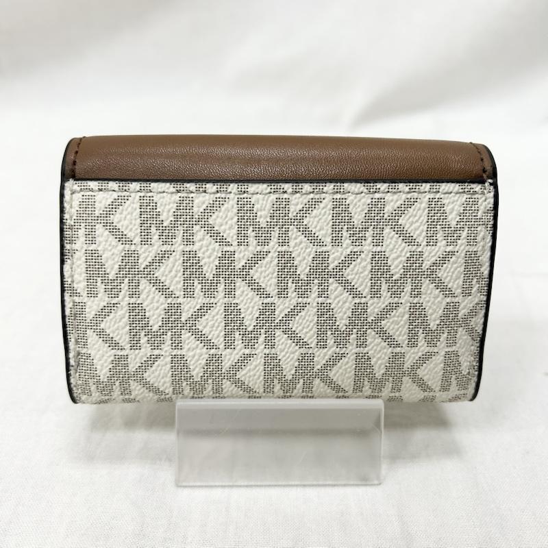 マイケルコース MICHAEL KORS 財布 コンパクト財布 35s5g1ye0b PVCコインケース MKシグネチャー ミニ財布 white×brown - 総柄 茶 / ブラウン / brown X 白 / ホワイト / white レディース USED 古着 中古 50151438