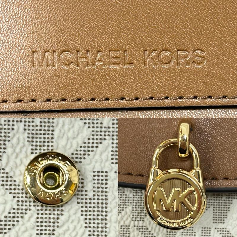 マイケルコース MICHAEL KORS 財布 コンパクト財布 35s5g1ye0b PVCコインケース MKシグネチャー ミニ財布 white×brown - 総柄 茶 / ブラウン / brown X 白 / ホワイト / white レディース USED 古着 中古 50151438