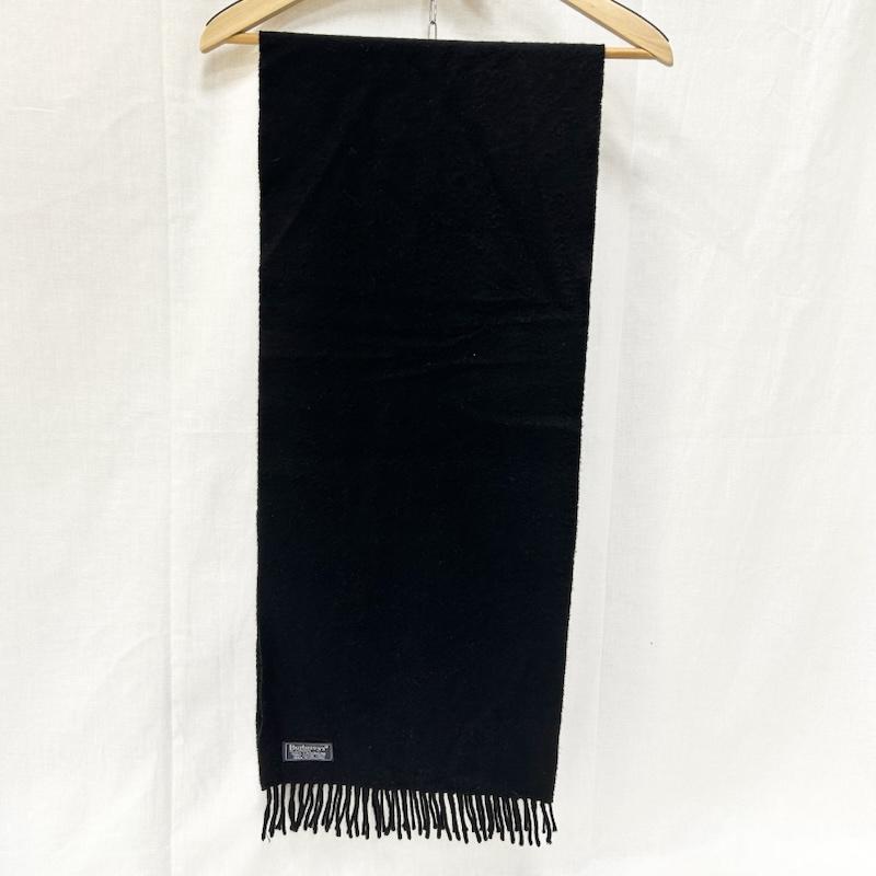 バーバリーズ BURBERRYS マフラー マフラー 刺繍ロゴ CASHMERE100% フリンジマフラー all black ユニセックス - ワンポイント X 刺繍 黒 / ブラック / black メンズ USED 古着 中古 50151441