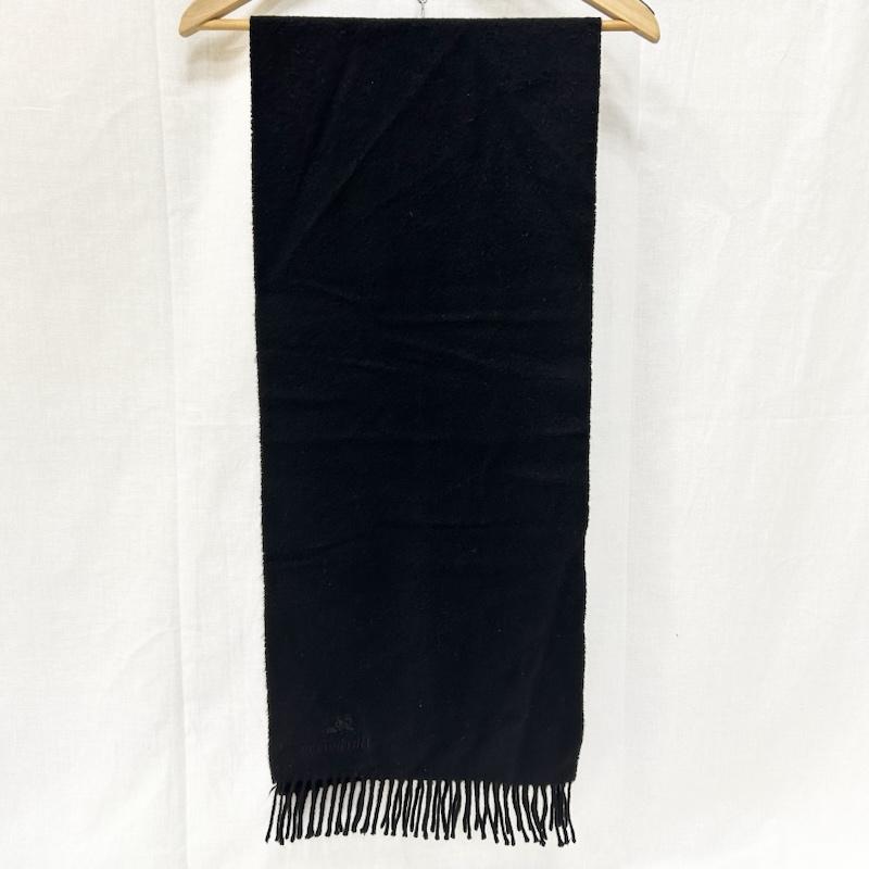 バーバリーズ BURBERRYS マフラー マフラー 刺繍ロゴ CASHMERE100% フリンジマフラー all black ユニセックス - ワンポイント X 刺繍 黒 / ブラック / black メンズ USED 古着 中古 50151441