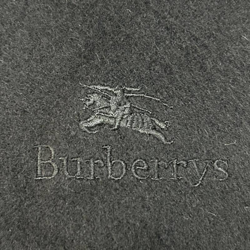 バーバリーズ BURBERRYS マフラー マフラー 刺繍ロゴ CASHMERE100% フリンジマフラー all black ユニセックス - ワンポイント X 刺繍 黒 / ブラック / black メンズ USED 古着 中古 50151441