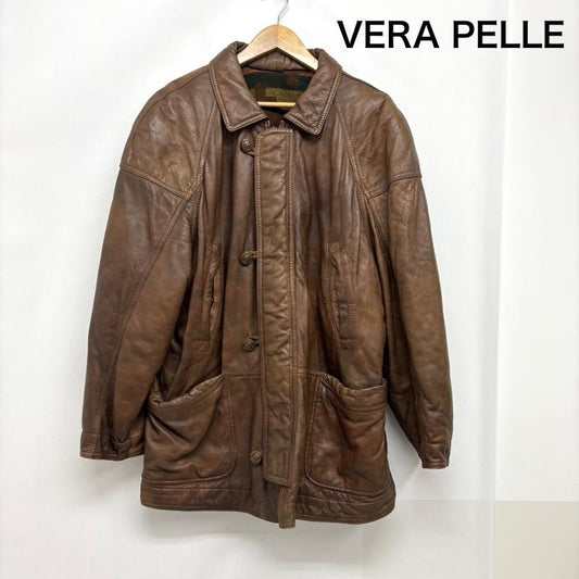 レザー レザー コート コート一般 VERA PELLE レザーコート ブランケット 茶 / ブラウン / brown メンズ USED 古着 中古 50151454