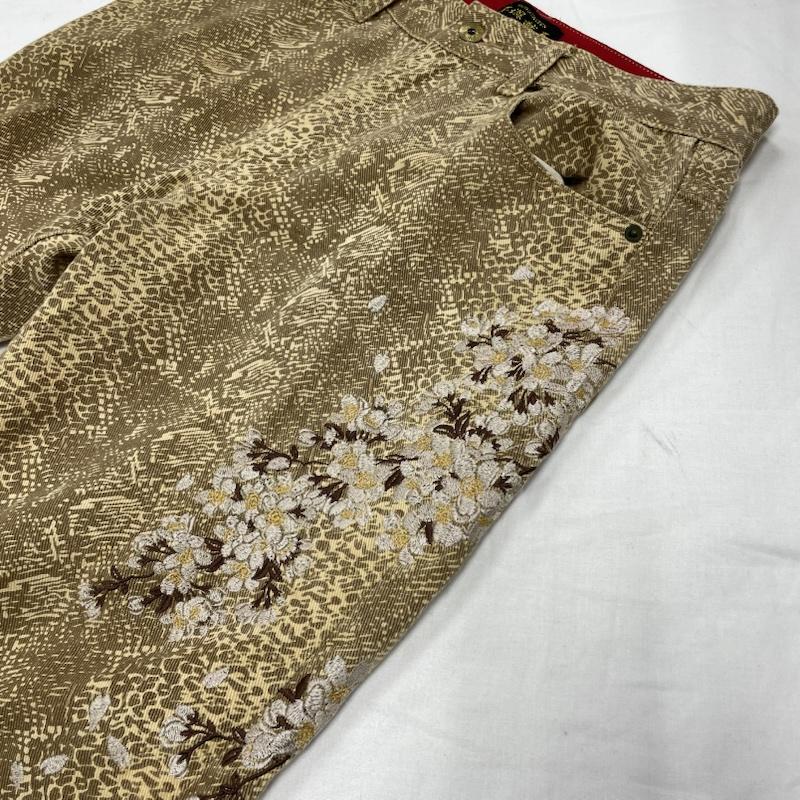 古着 USED ボトムス ボトムス 不倶戴天 和柄 パイソン デニム 刺繍 平成 Y2K 32インチ 総柄 X 刺繍 ベージュ / ベージュ / beige X 茶 / ブラウン / brown メンズ USED 古着 中古 50151460