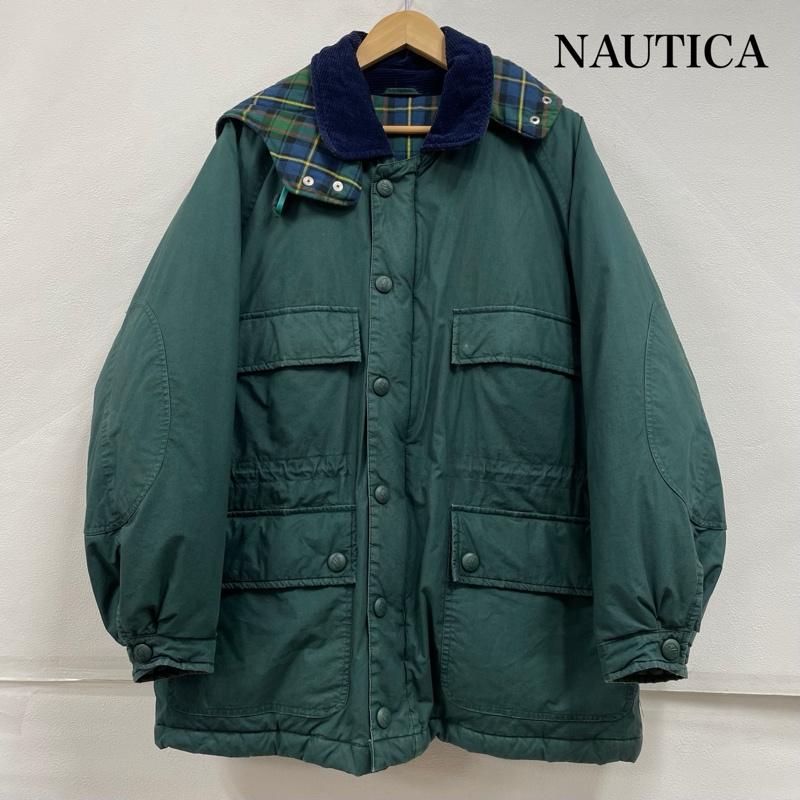 ノーティカ NAUTICA ジャケット、上着 ダウンジャケット ダウン ジャケット コート コーデュロイカラー チェック ヴィンテージ フード着脱可能 M 緑 / グリーン / green メンズ USED 古着 中古 50151473