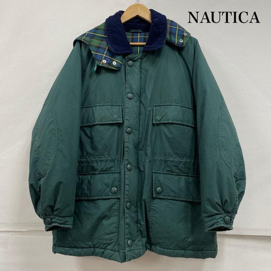 ノーティカ NAUTICA ジャケット、上着 ダウンジャケット ダウン ジャケット コート コーデュロイカラー チェック ヴィンテージ フード着脱可能 M 緑 / グリーン / green メンズ USED 古着 中古 50151473