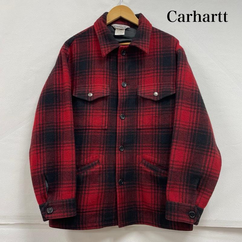 カーハート Carhartt ジャケット、上着 ジャケット、ブレザー チェック ウール ジャケット カバーオール L チェック 赤 / レッド / red X 黒 / ブラック / black メンズ USED 古着 中古 50151476