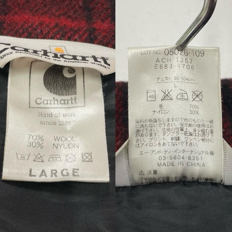 カーハート Carhartt ジャケット、上着 ジャケット、ブレザー チェック ウール ジャケット カバーオール L チェック 赤 / レッド / red X 黒 / ブラック / black メンズ USED 古着 中古 50151476