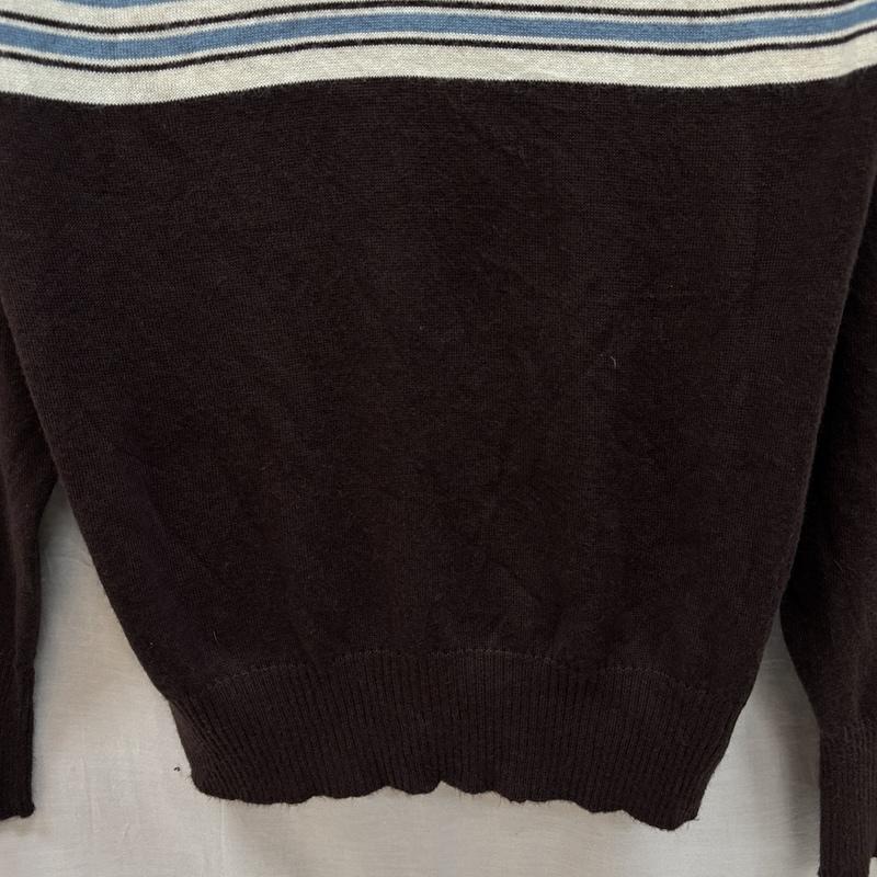 古着 USED ポロシャツ 長袖 puritan ピューリタン USA製 ボーダー柄 Vネック 長袖 ニット ポロシャツ M ボーダー柄 茶 / ブラウン / brown メンズ USED 古着 中古 50151538