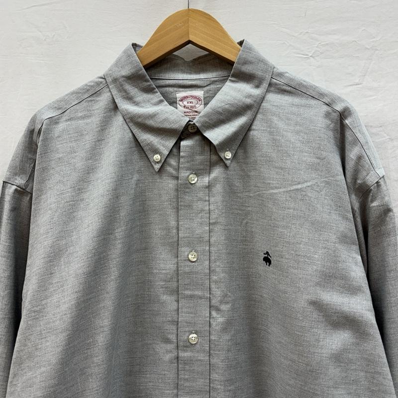 ブルックス ブラザーズ BROOKS BROTHERS シャツ、ブラウス 長袖 MADISON マレーシア製 ロゴ 刺繍 ビッグサイズ ボタンダウン シャツ XXL 灰 / グレー / gray メンズ USED 古着 中古 50151545